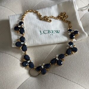 J. Crew Midnight Blue and Gold Floral Necklace